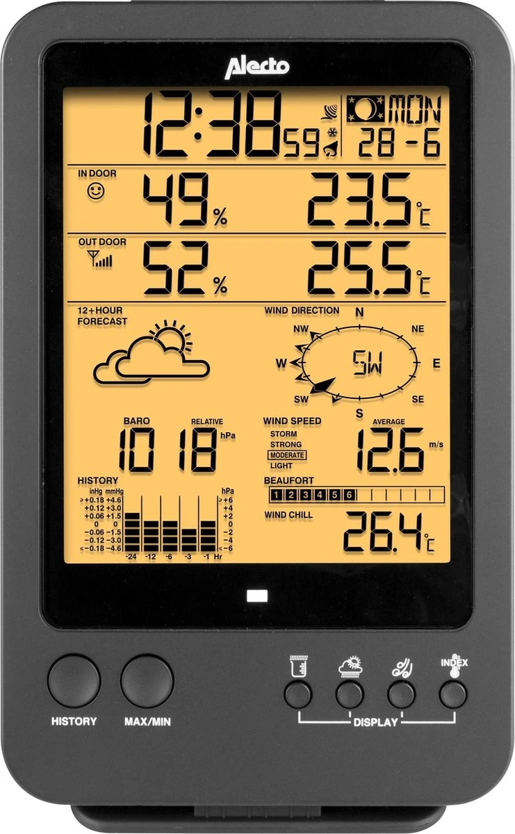 Alecto WS-4700 - Professioneel Weerstation Met Draadloze Buitensensor - 6-in-1 - Afbeelding 3