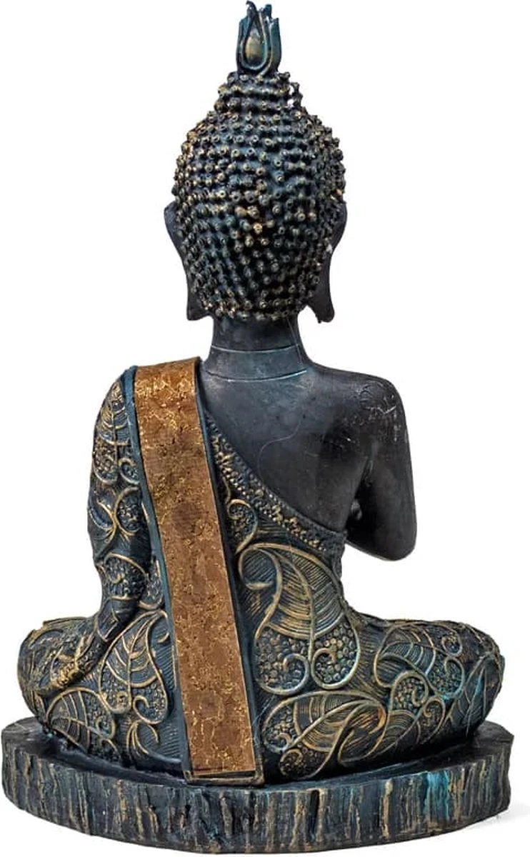 Boeddha (namaste) Antieke Finish Thailand - 15x10x23 - 380 - Polyresin - Afbeelding 2
