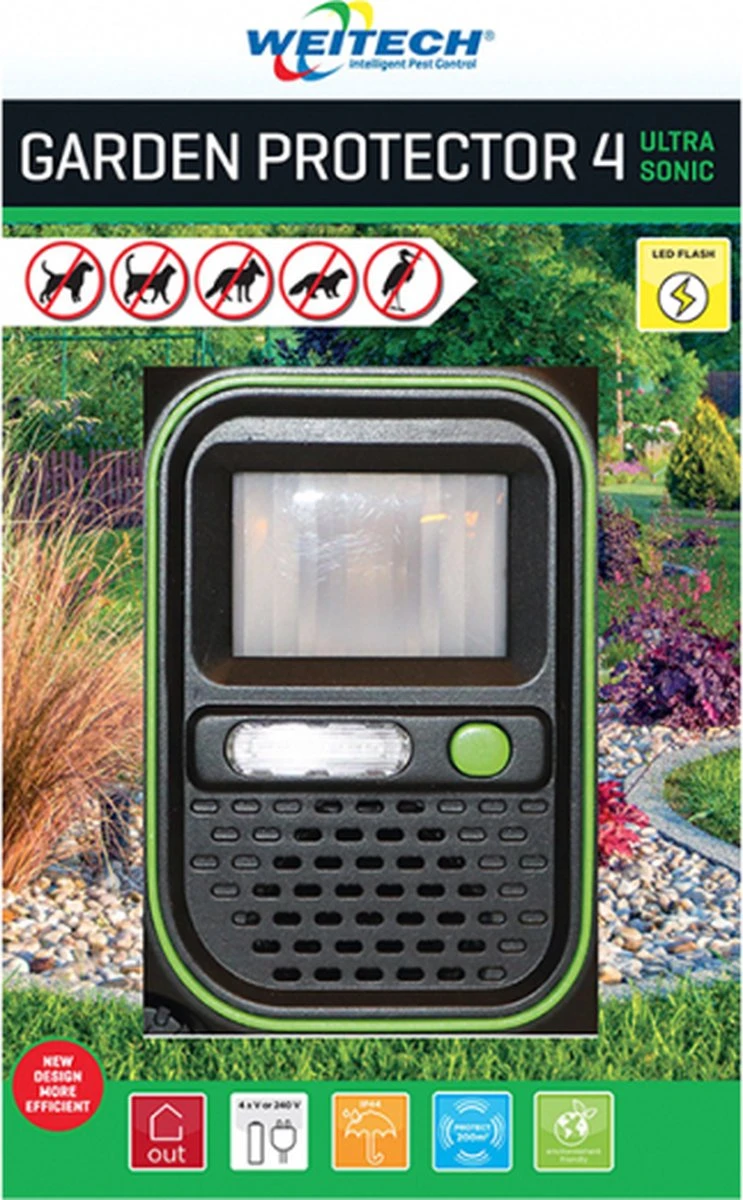 Weitech Dierenverjager- Beschermt Een Gebied Tot 200m2 - Tegen Honden, Katten, Vossen, Konijnen, Marters, Reigers, Etc. - Afbeelding 2