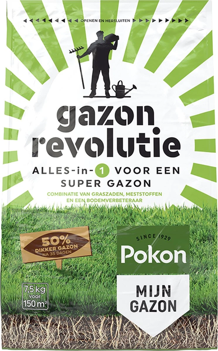 Pokon Gazon Revolutie - 7,5kg - Gazonmest / Graszaad / Bodemverbeteraar - Geschikt Voor 150m² - Binnen 15 Dagen Resultaat - Afbeelding 5