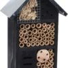 Merkloos Vlinderhuis/bijenhuis/wespenhotel Voor Insecten 26 Cm Zwart Met Metalen Dak - Tuindecoratie - Diervriendelijk - Lieveheersbeestjehuis