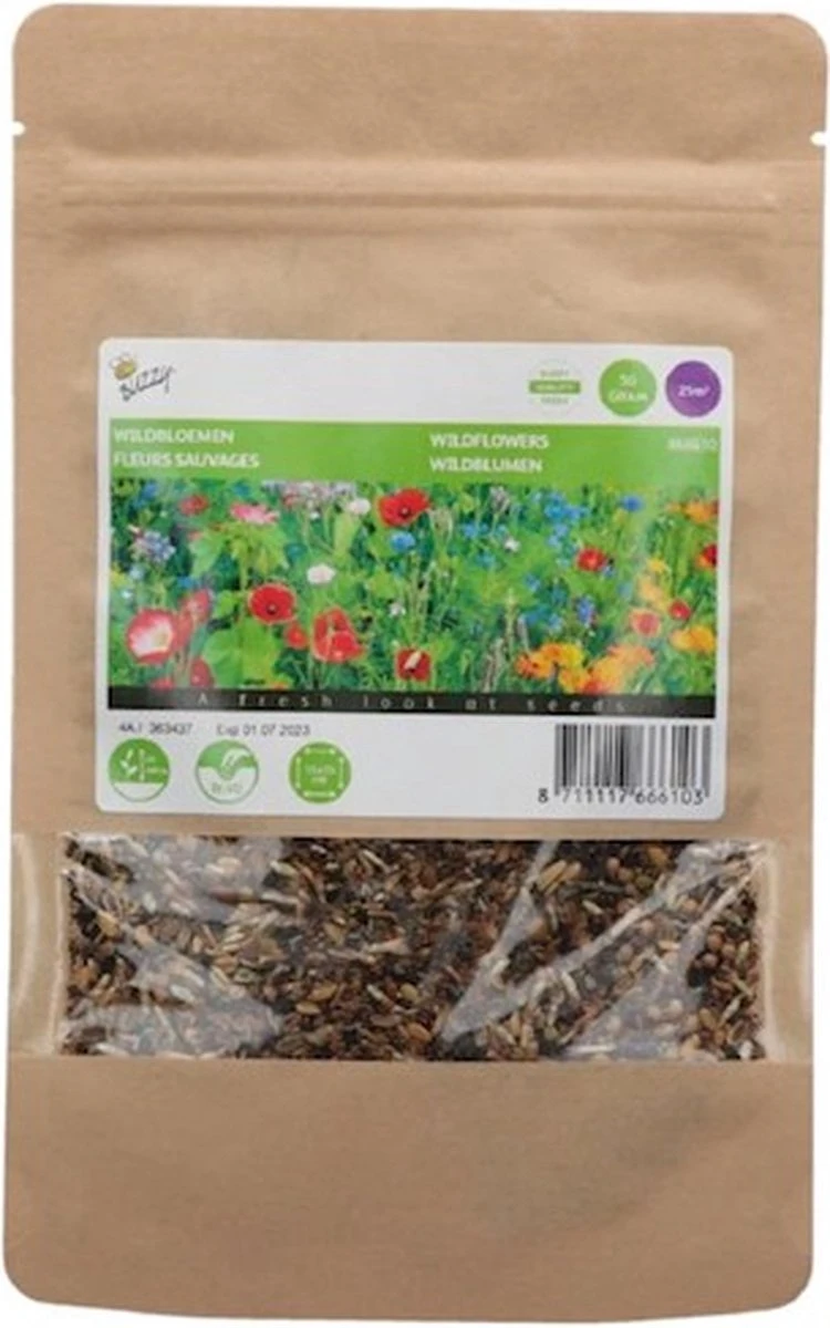 Buzzy Gemengde Wilde Bloemen Zaden Voor Zeker 25m2 - Gemengde Bloemen - Cadeau - Kerstcadeau - Garden Select - Afbeelding 2