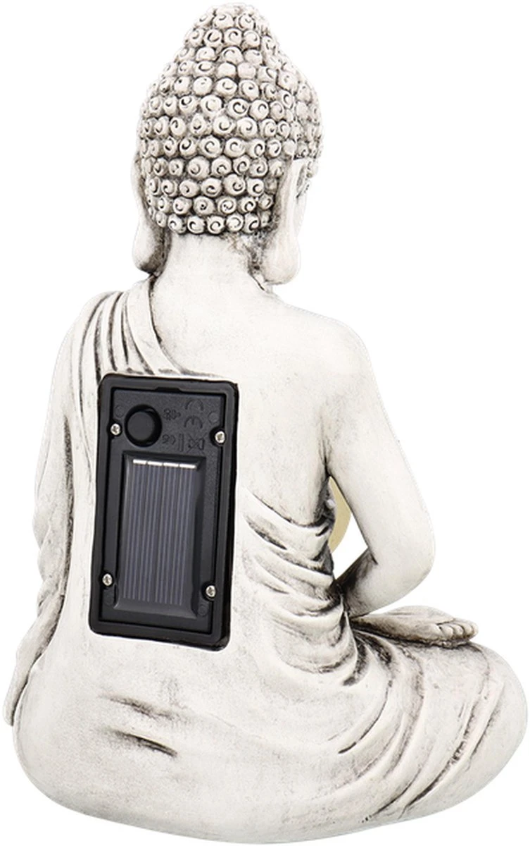 Boeddha Met Verlichting - 6 X 11,5 X 23,5 Cm - Tuindecoratie - Buddha - Afbeelding 2