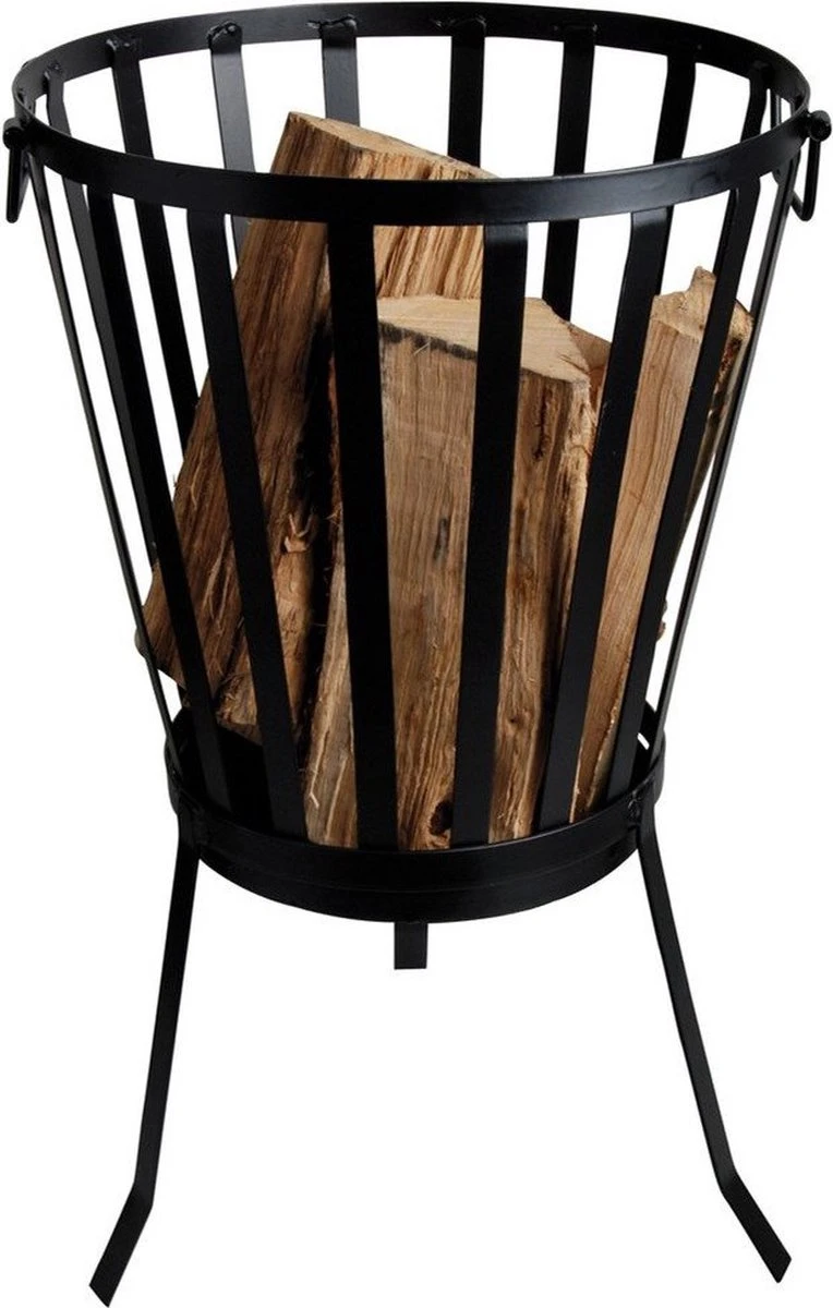 HEAT Outdoor Living Vuurkorf Straight Rond Zwart Staal - Vuurkorf - Vuurschaal BBQ - Vuurschaal Voor Buiten - Terraskachel - Tuinkachel - Terrashaard - Vuurkorf Voor Buiten - Vuurkorf BBQ - Vuurton - 35x35x56.8 Cm - Afbeelding 3