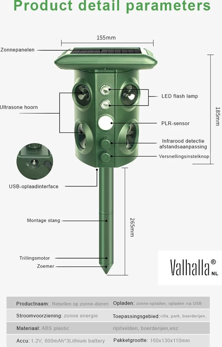 Valhalla NL - Kattenverjager - Ongedierte Verjager - Outdoor - Kunststof - Groen - 16x13x11 Cm - Afbeelding 7