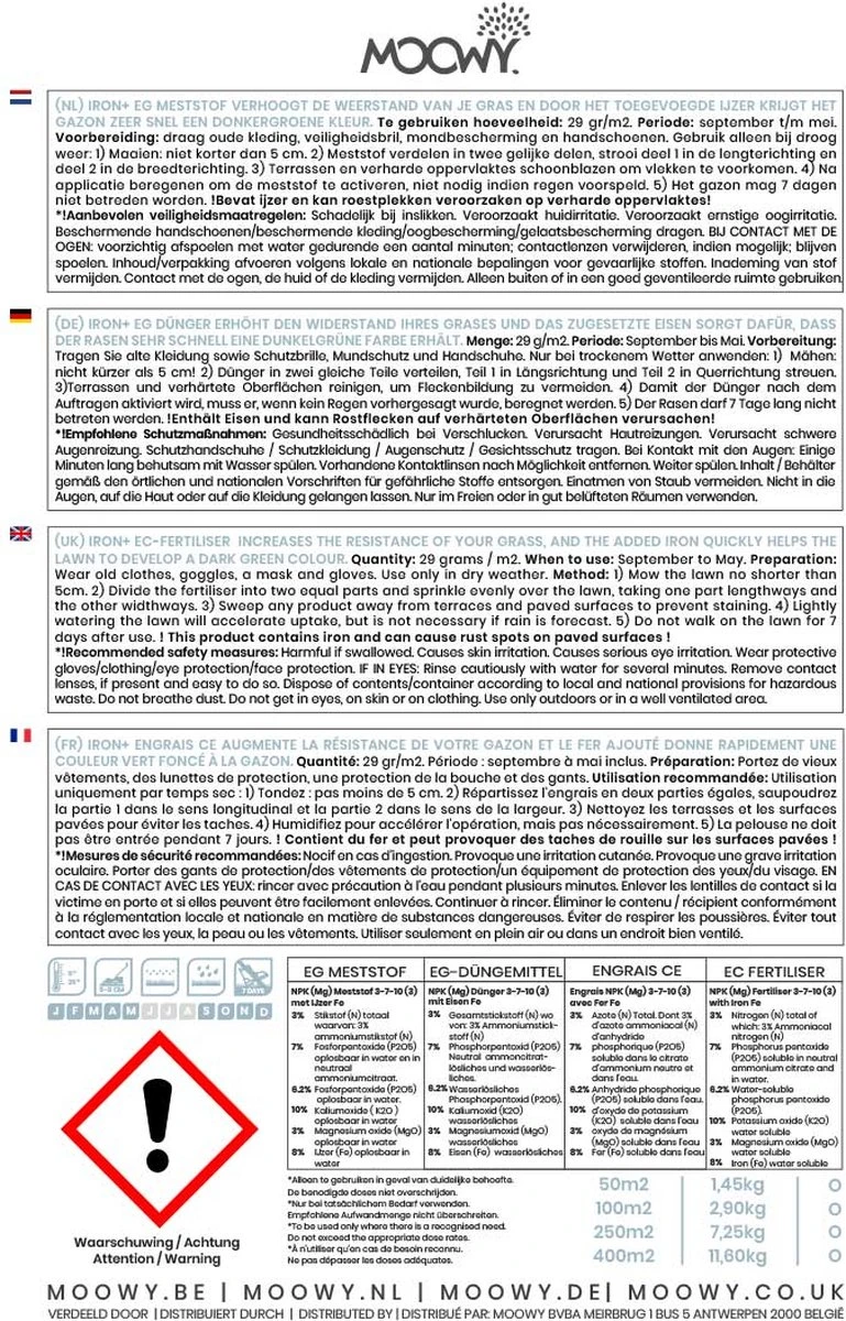 Gazonmest Met Ijzersulfaat Voor 100m²Gras | Gazon Meststof Met Ijzer | Mos Bestrijding & Gras Bemesting In Één | Ideaal Voor Meststofstrooier | Gazonbemesting - Afbeelding 6