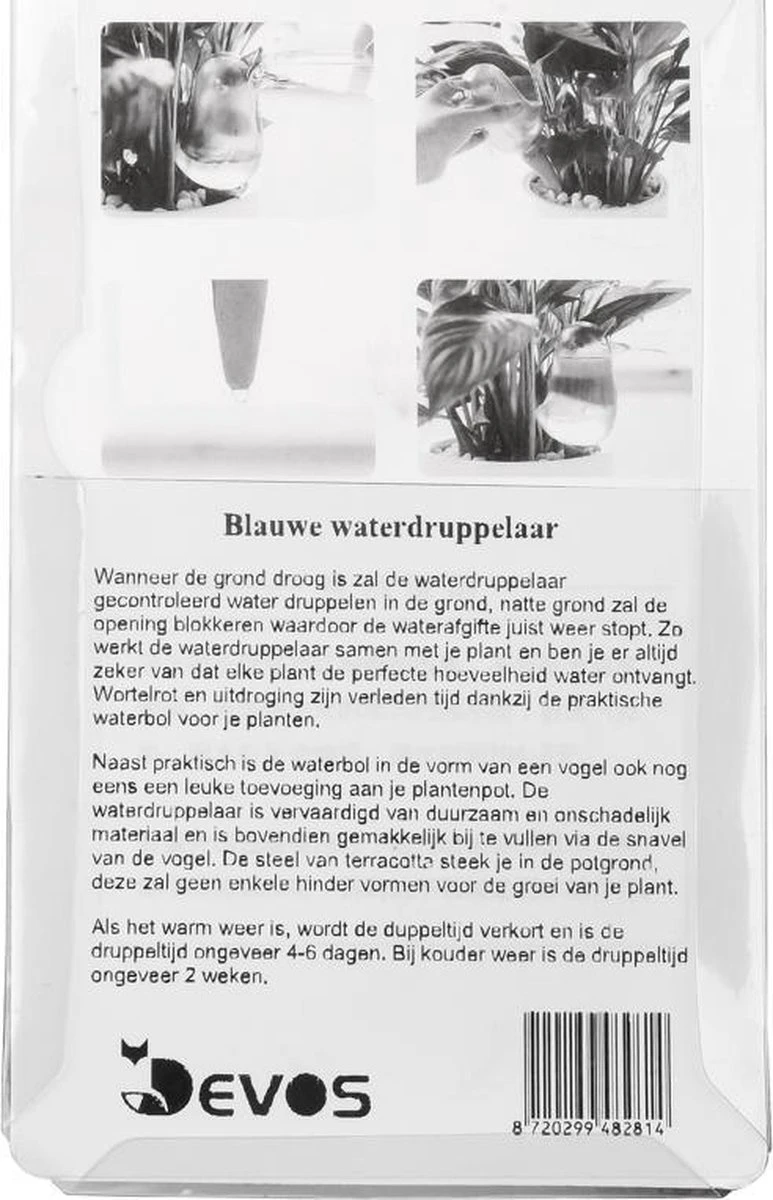Waterdruppelaar Voor Planten 2 Stuks - Waterbol Kamerplanten - Automatisch Watergeefsysteem - Vogel - Blauw - Afbeelding 6