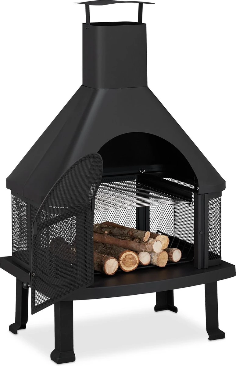 Relaxdays Tuinhaard Met Bbq Rooster - Buitenkachel - Terrashaard - Vonkenvanger - XL