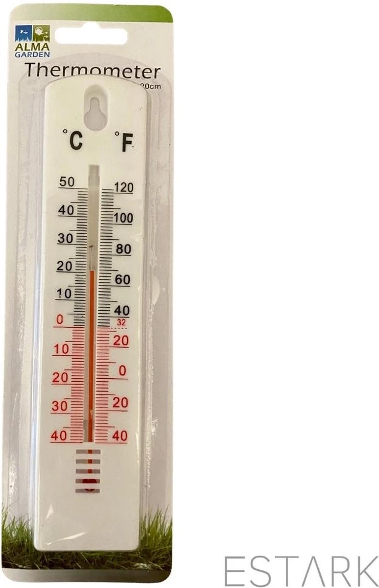 ESTARK® Thermometer - Buitenthermometer - Binnenthermometer - Metalen Binnen Buiten Thermometer - Wit - Thermometer Voor Aan Muur Gevel - Kwik - Draadloos - Min/Max - Muurthermometer - Kozijnthermometer - Temperatuurmeter - Thermometer Wit - Afbeelding 2