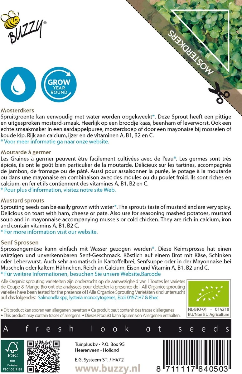 Buzzy® Organic SproutingMosterdkers (BIO)
