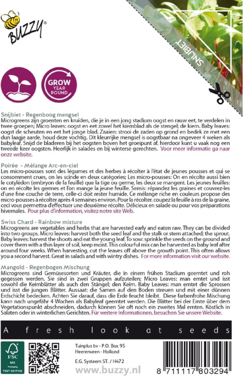 Buzzy® Microgreens, Snijbiet Regenboogmengsel - Afbeelding 2