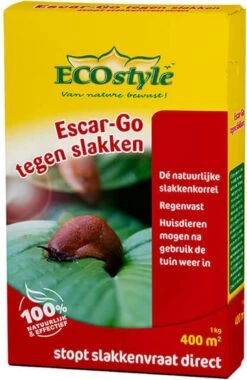 ECOstyle Escar-Go Bestrijdingsmiddel Tegen Slakken - Regenvaste Slakkenkorrels - Stopt Slakkenvraat Direct - 400 M² - 1 KG