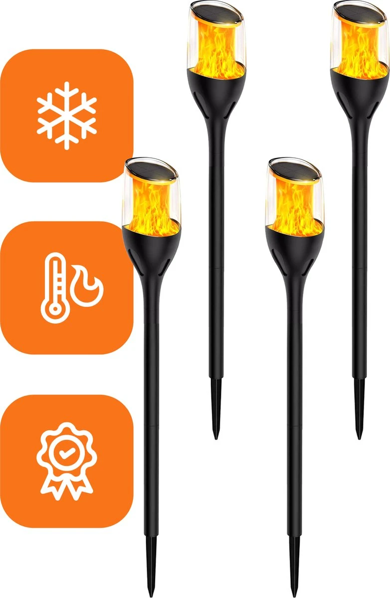 HEKO Solar® Tuinverlichting Torch - 4 Stuks - Fakkels - Op Zonne-Energie - Automatisch Aan/Uit - Eenvoudige Installatie - Afbeelding 3