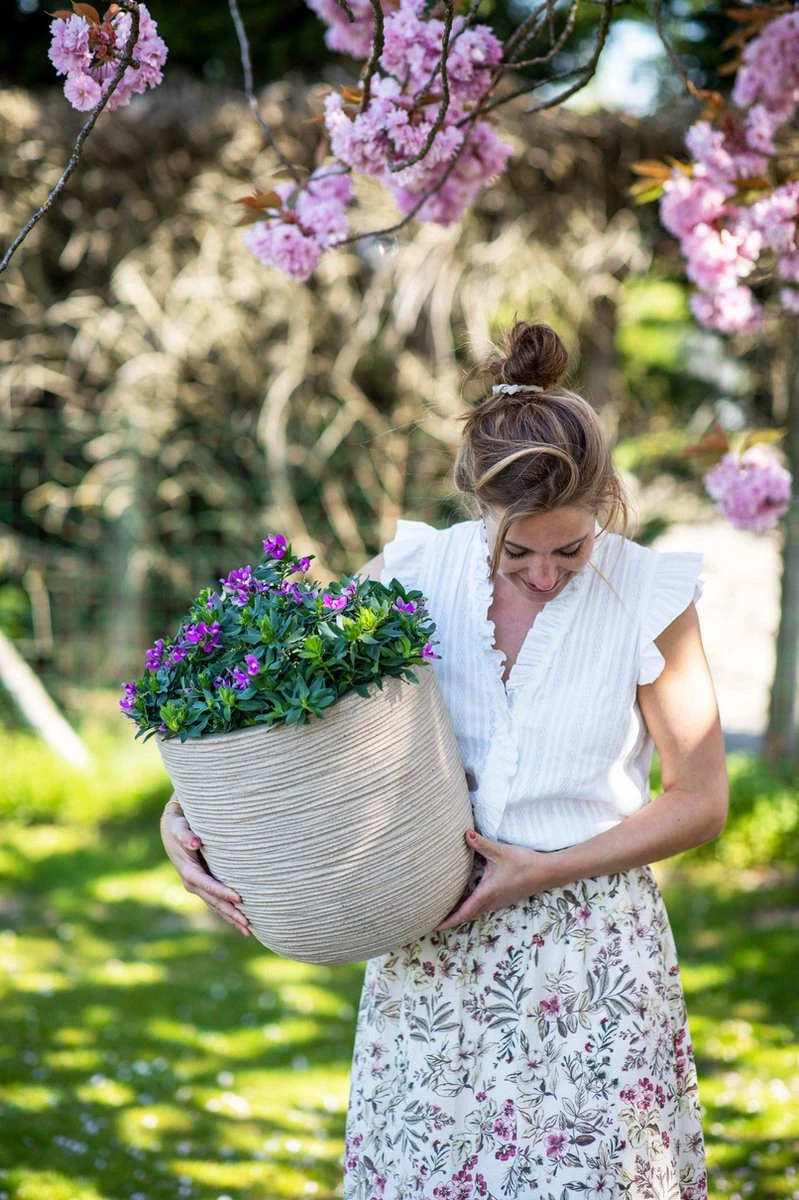 Capi Europe - Bloempot Bol Waste Rib NL - 43x41 - Terrazzo Beige - Voor Binnen En Buiten - KTBR933 - Afbeelding 3