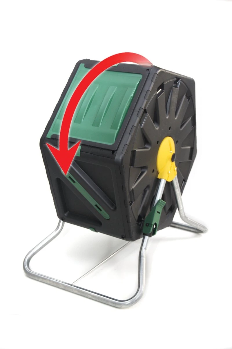 PALMAT® Professionele Compostmolen – Composter - Molen – Tuin En Huisafval - 70 Liter – Groen/Geel - Afbeelding 2