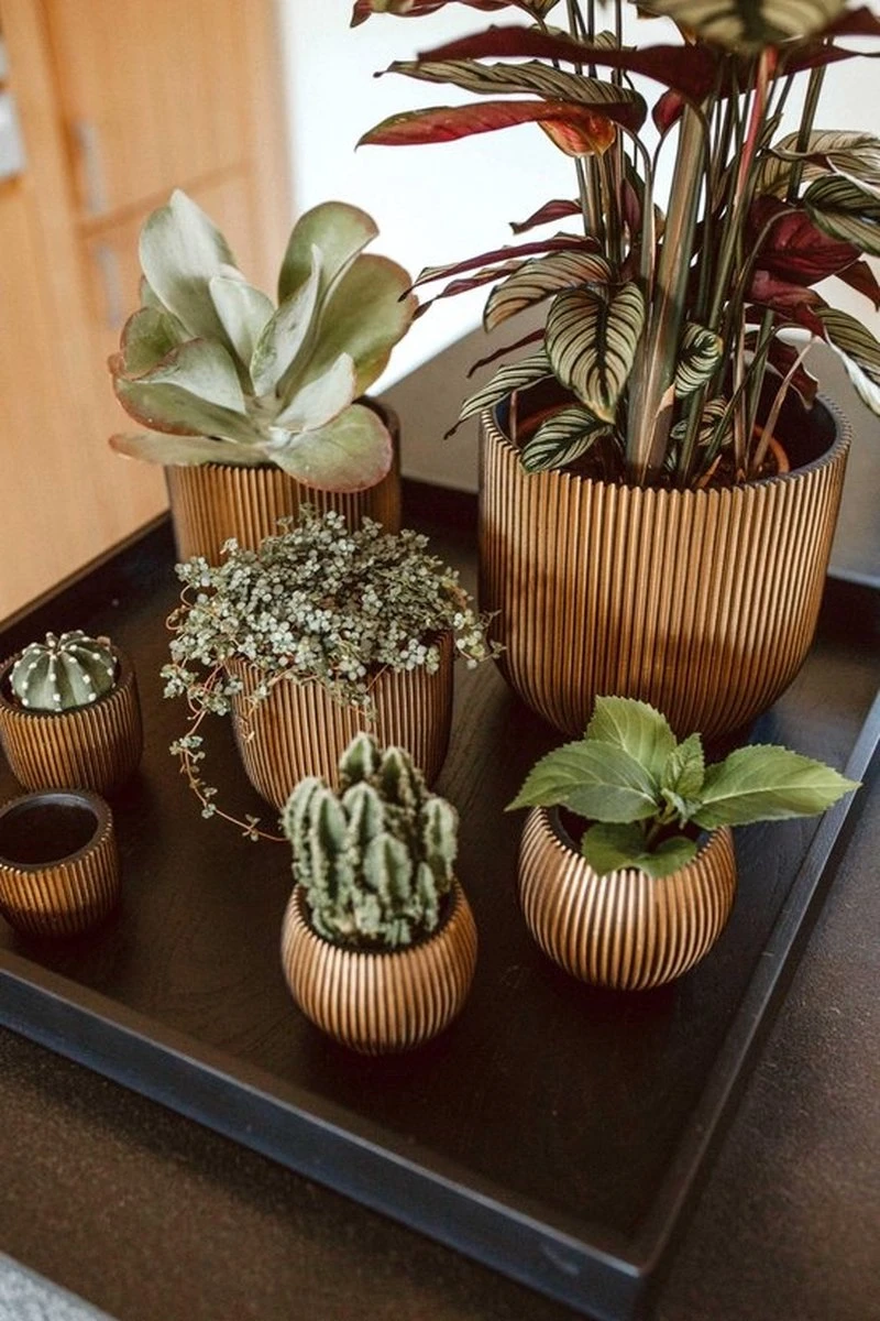 Capi Europe - Bloempot Bol Groove - 23x21 - Goud - Bloempot Voor Binnen - BGVGB134 - Afbeelding 8