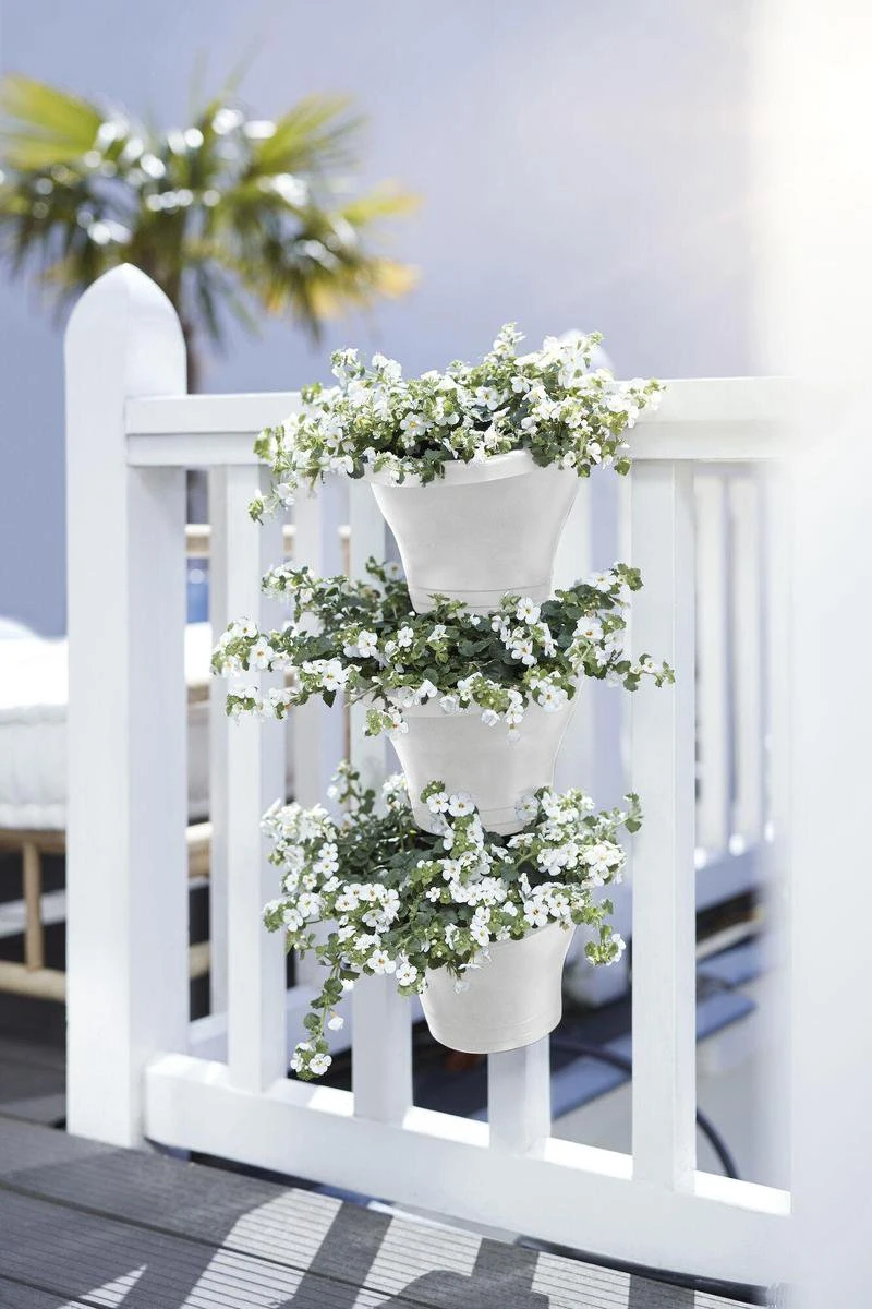 Elho Corsica Vertical Forest 24 - Bloempot Voor Balkonbuiten - Ø 26.7 X H 29.7 Cm - Wit/Wit - Afbeelding 5