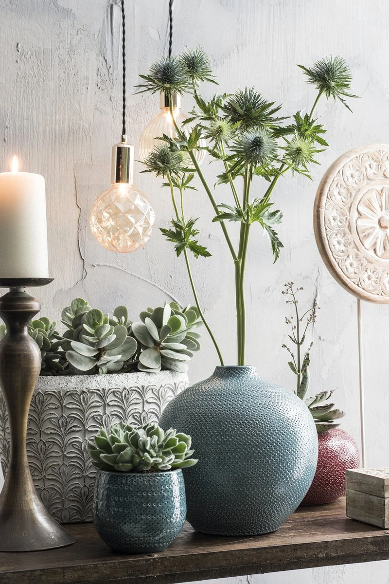 Mica Decorations Gabriel Bloempot - H20 X Ø25 Cm - Keramiek - Blauw - Afbeelding 4