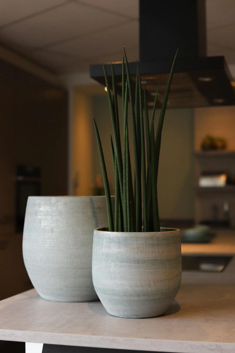 Tokio Bloempot Blauw Aqua D28 X H26 Cm - Nieuwe Collectie - Afbeelding 2