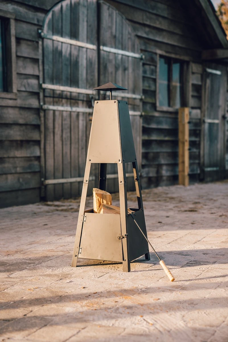 MaxxGarden Tuinhaard Grieks Archelos - Terrashaard - Vuurkorf - Terrasverwarmer - Terrasverwarming - Sfeerhaard - 35x35x100 Cm - Zwart - Afbeelding 6