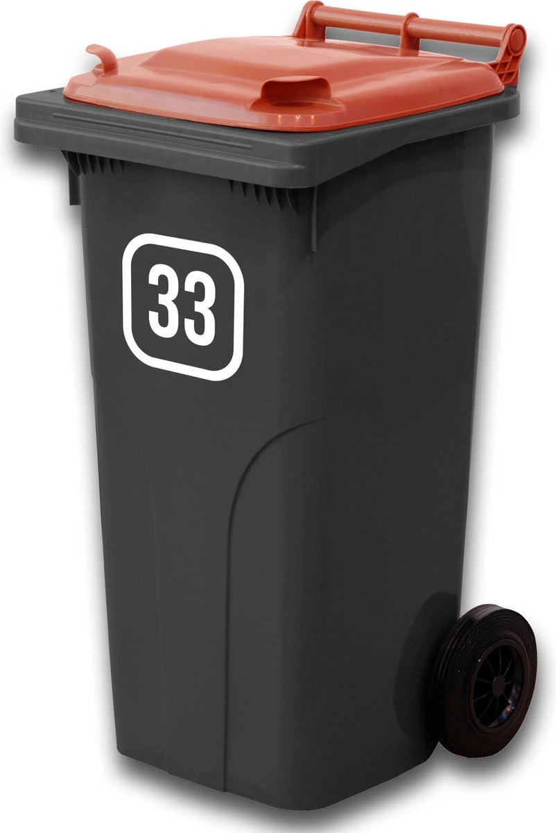 Merkloos Container Sticker – Set Van 3 Container Stickers - Wit - Kliko Stickers - Weerbestendige Stickers - Container Sticker Huisnummer - 20 X 20 Cm - Wit - Afvalcontainer - Kliko Sticker Set - Afbeelding 2