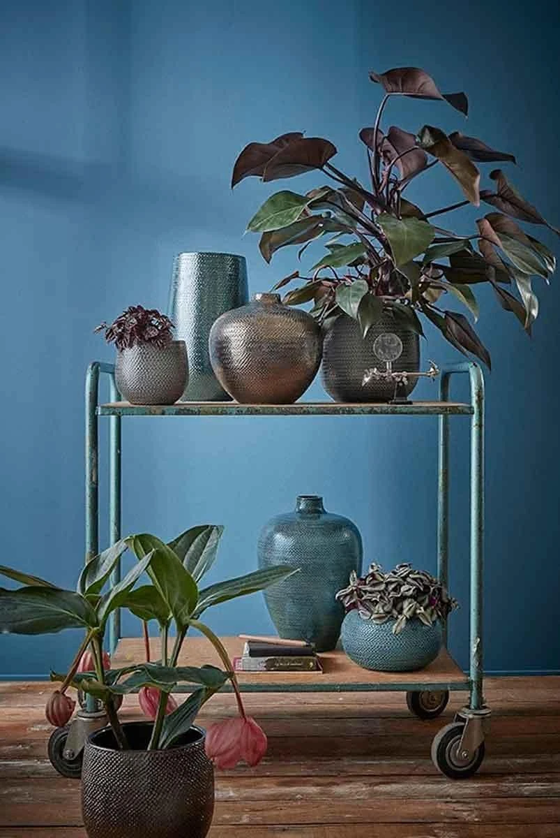 Mica Decorations Gabriel Bloempot - H20 X Ø25 Cm - Keramiek - Blauw - Afbeelding 9