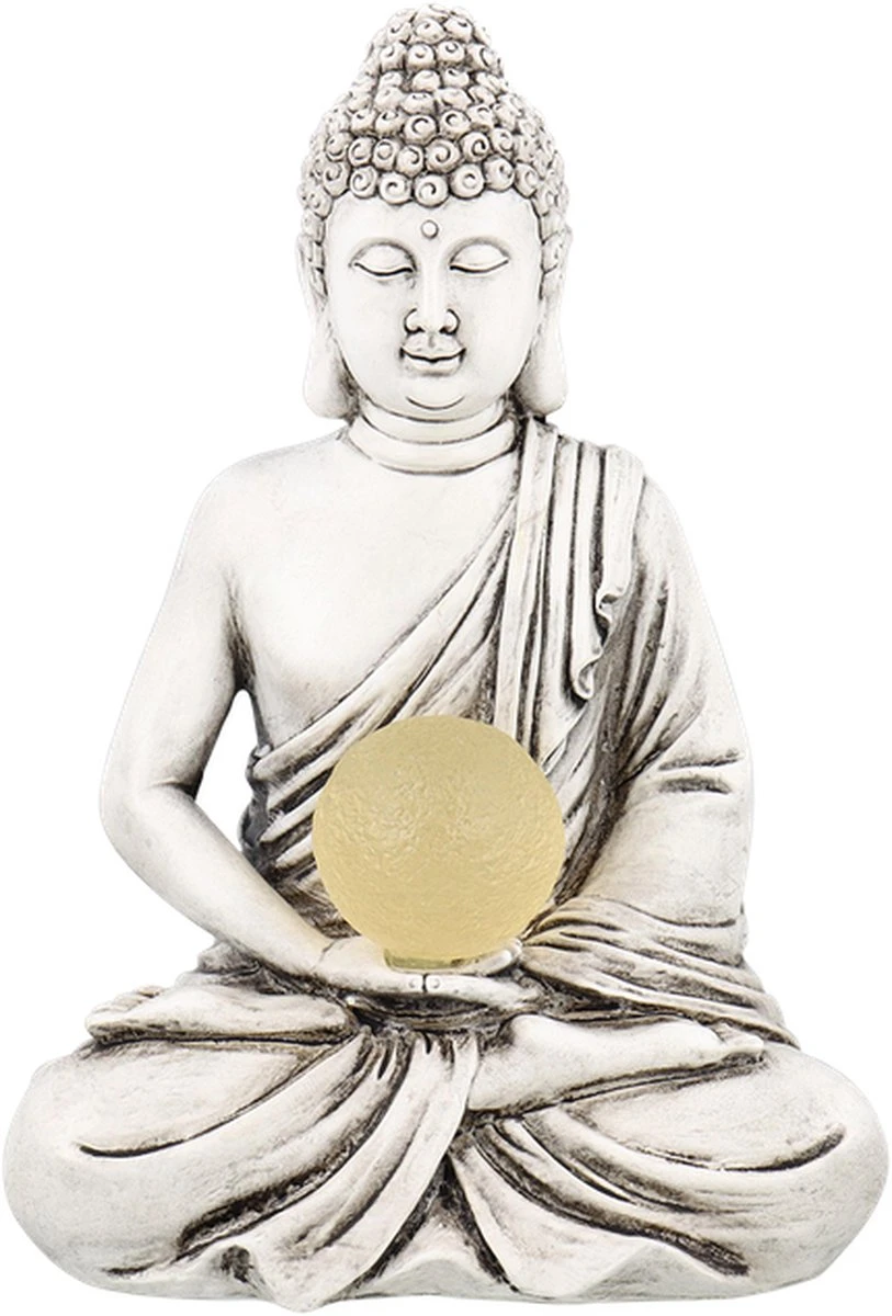 Boeddha Met Verlichting - 6 X 11,5 X 23,5 Cm - Tuindecoratie - Buddha