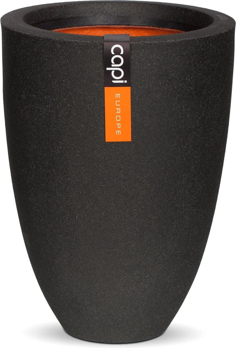 Capi Europe - Vaas Elegant Laag Smooth NL - 26x36 - Zwart - Voor Binnen En Buiten - KBL781
