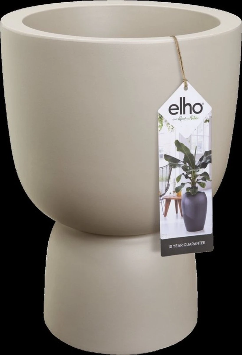 Elho Pure Coupe 41 - Bloempot Voor Binnen & Buiten - Ø 41.3 X H 57.9 Cm - Beige/Balanced Beige - Afbeelding 9