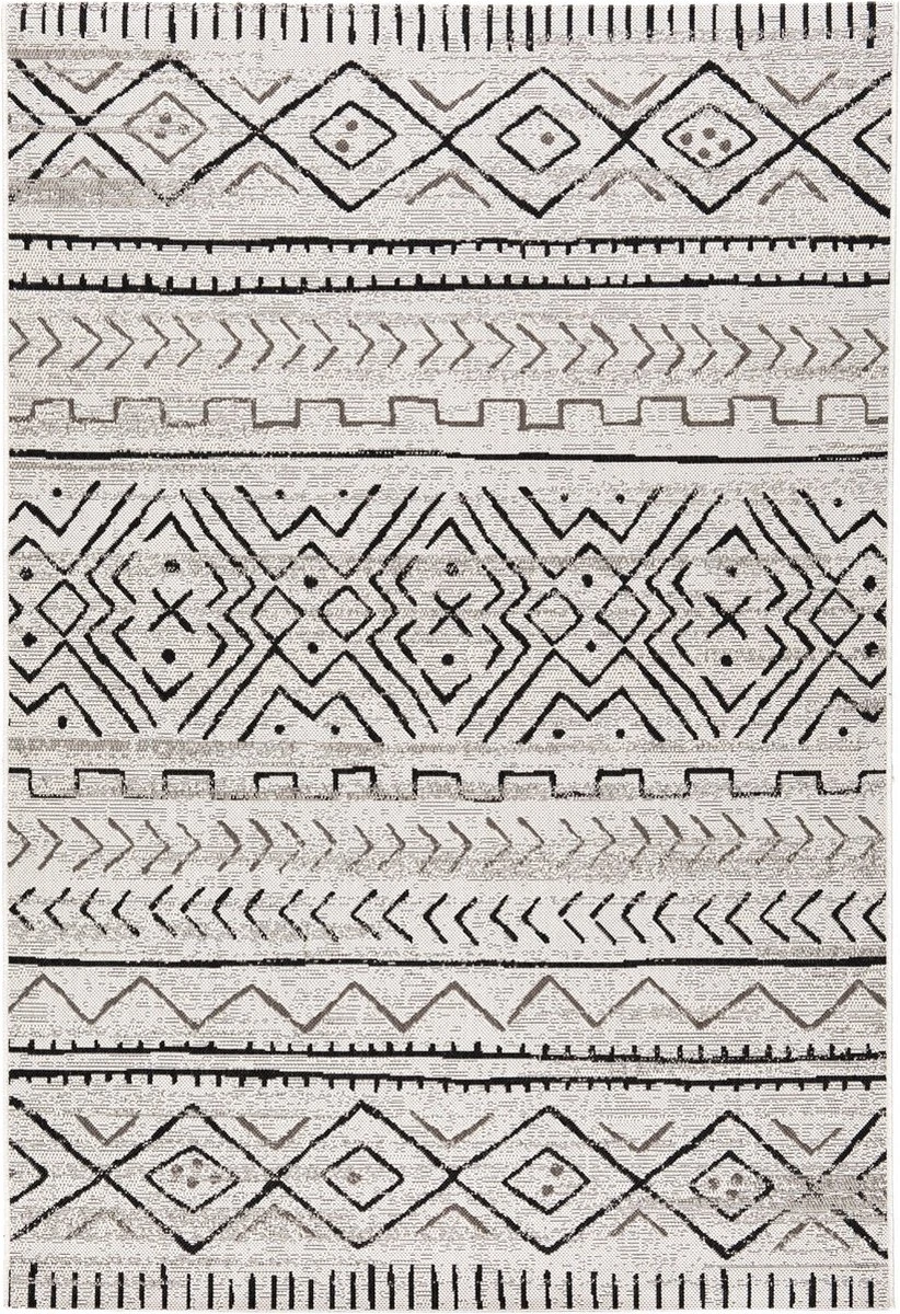 Karat Buitenkleed - Tuintapijt - Vloerkleed - Aztec - Grijs - 200 X 290 Cm