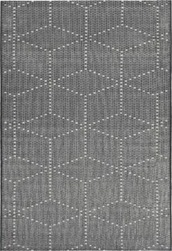 Vloerkleed POGO EC2002 Antraciet - Platgewoven Voor BINNEN & BUITEN - 80cm X 140cm