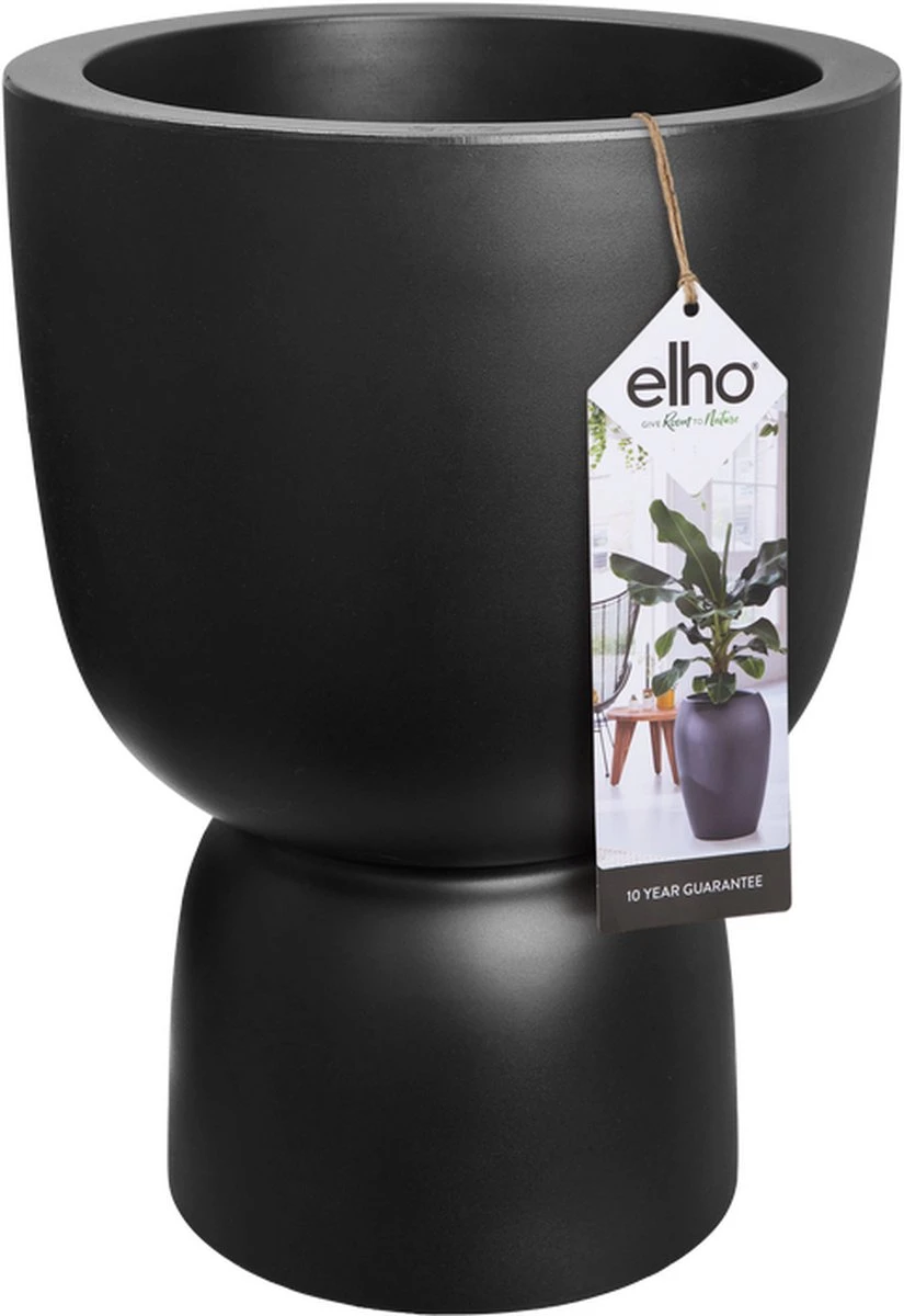 Elho Pure Coupe 35 - Bloempot Voor Binnen & Buiten - Ø 34.9 X H 49.0 Cm - Zwart/Zwart - Afbeelding 8