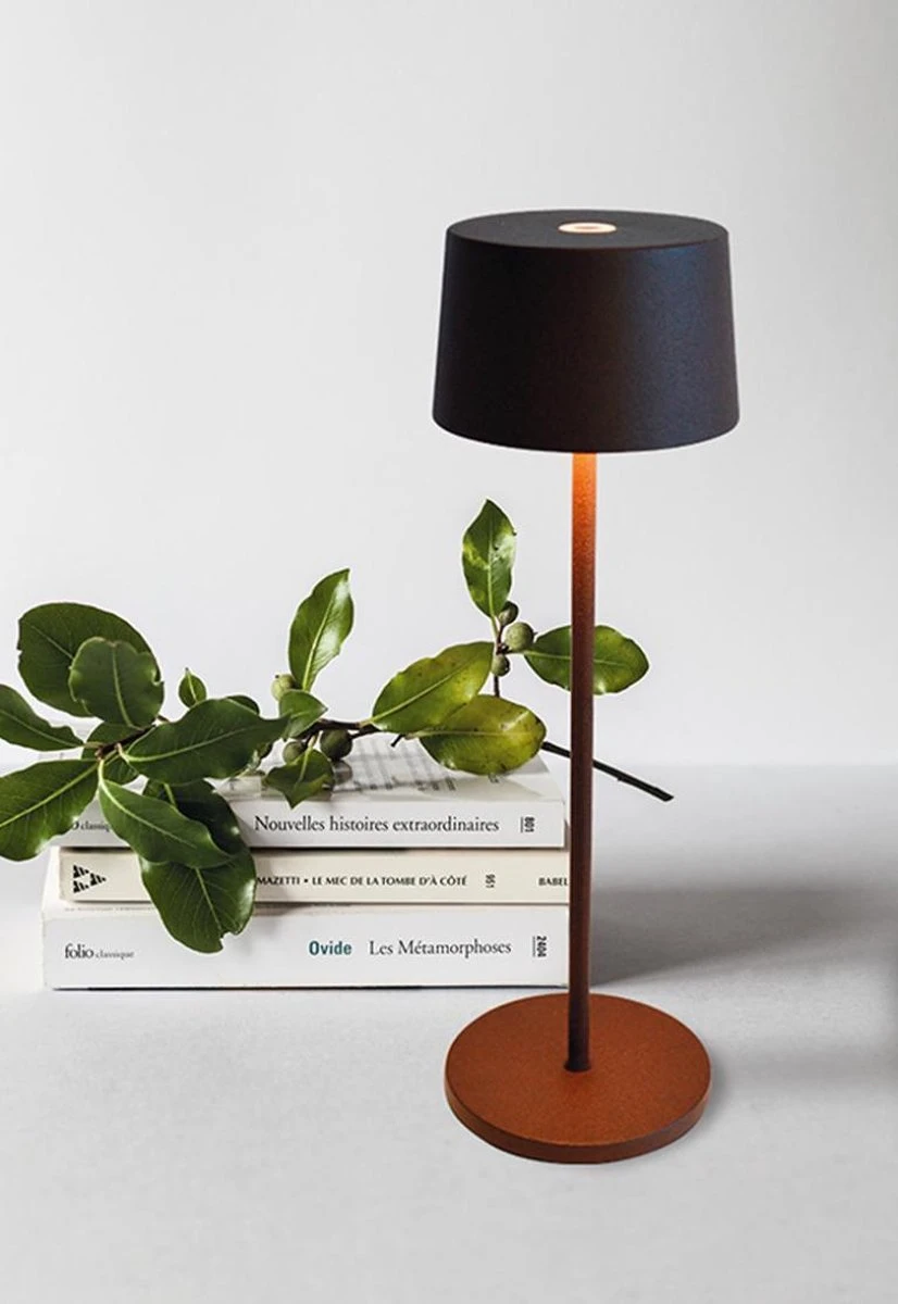 Zafferano - Olivia - Bruin/ Roest - H35.5cm - Ledlamp - Bureaulamp – Tafellamp – Snoerloos – Verplaatsbaar – Duurzaam - Voor Binnen En Buiten – LED - Dimbaar - 3000K - IP65 Spat Waterdicht - USB Oplaadbaar - Afbeelding 4