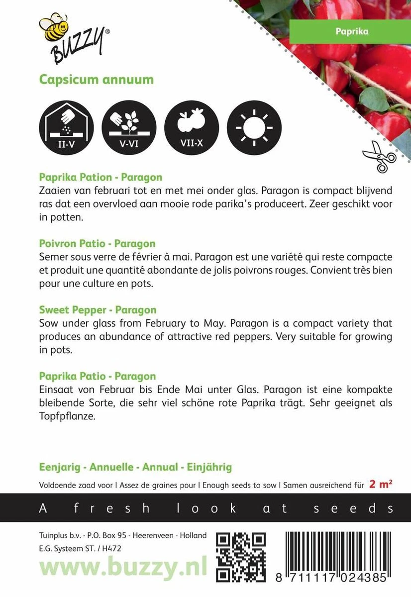 Buzzy Zaden Paprika Snack Patio - Rood - Paragon - Afbeelding 2