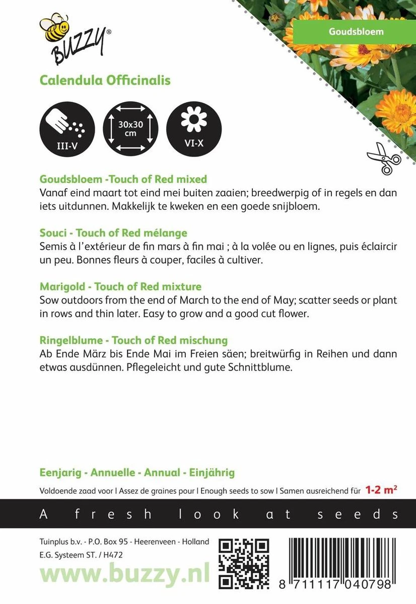 Buzzy® - Goudsbloem Touch Of Red Mix (Calendula Officinalis) - Afbeelding 2