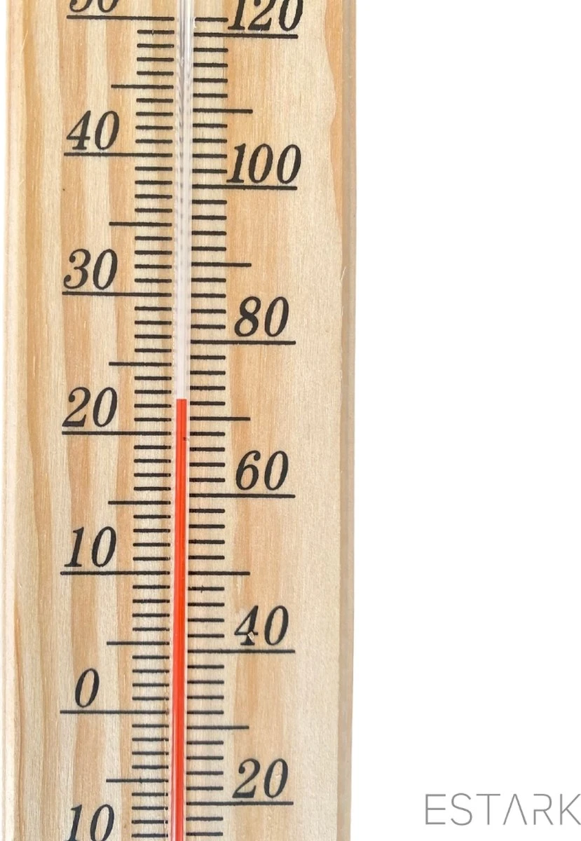 ESTARK® Buitenthermometer EXTRA GROOT - 40 X 7 CM - Binnenthermometer - Metalen Binnen Buiten Thermometer - Thermometer Voor Aan Muur Gevel - Kwik - Draadloos - Min/Max - Muurthermometer - Kozijnthermometer - Temperatuurmeter - Thermometer Hout (H40) - Afbeelding 3