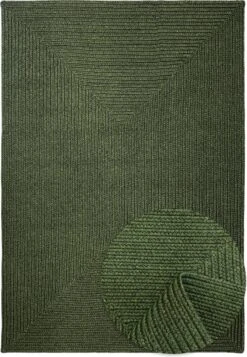 Vloerkleed Voor Binnen En Buiten - Omkeerbaar - Sisal Look - Weersbestendig - Woonkamer Balkon Keuken - Handgemaakt - Tuintapijt - Modern Boho Jute Stijl - Groen - 200cm X 300cm