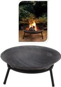 Vuurschaal Gietijzer Ø 50 Cm Op Standaard - Zwart