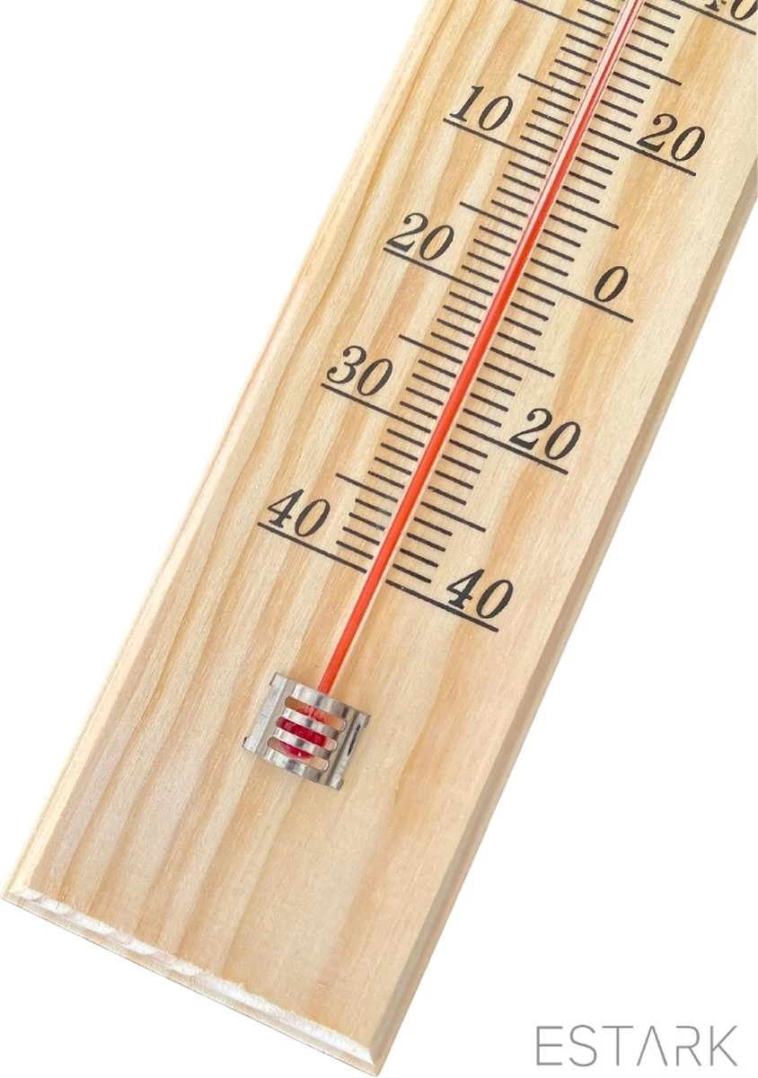 ESTARK® Buitenthermometer EXTRA GROOT - 40 X 7 CM - Binnenthermometer - Metalen Binnen Buiten Thermometer - Thermometer Voor Aan Muur Gevel - Kwik - Draadloos - Min/Max - Muurthermometer - Kozijnthermometer - Temperatuurmeter - Thermometer Hout (H40) - Afbeelding 4