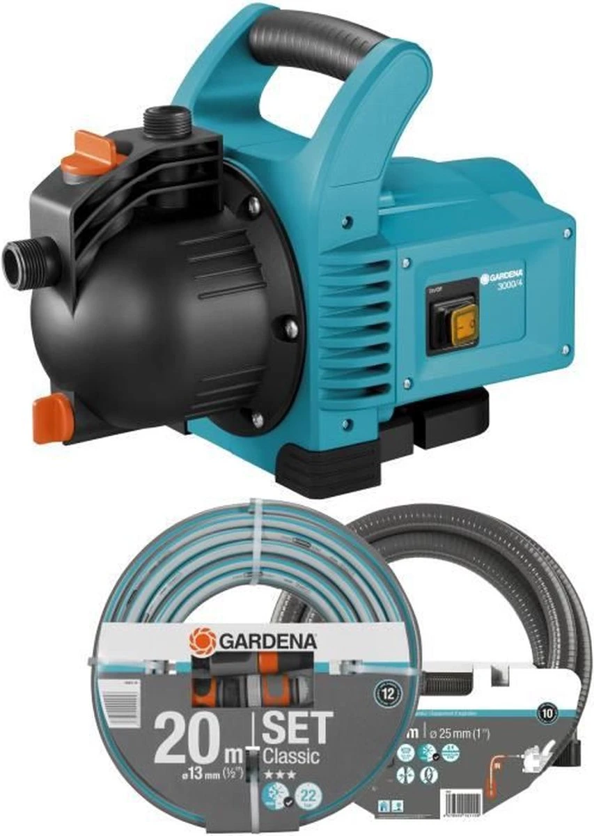 GARDENA - Classic Besproeiingspomp 3000/4 Compleet - Waterpomp - Incl. 3.5 M Aanzuigslang En 20 M Slang - Afbeelding 9