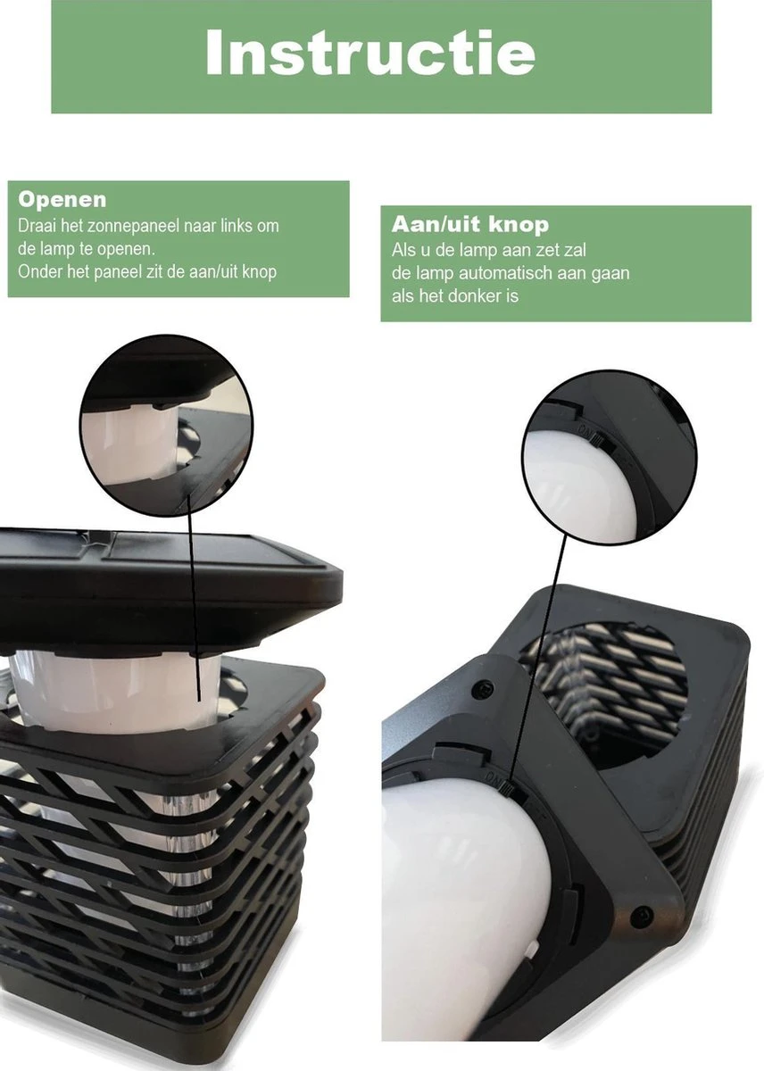 VoordeelShop Solar Tafellamp Set Van 2 Stuks - 13.8cm - Zwart - Solar Tuinverlichting - Led Buitenverlichting Op Zonne Energie Met Sensor - Tuin Fakkel - Voor Binnen En Buiten - Vlam Effect - Afbeelding 15