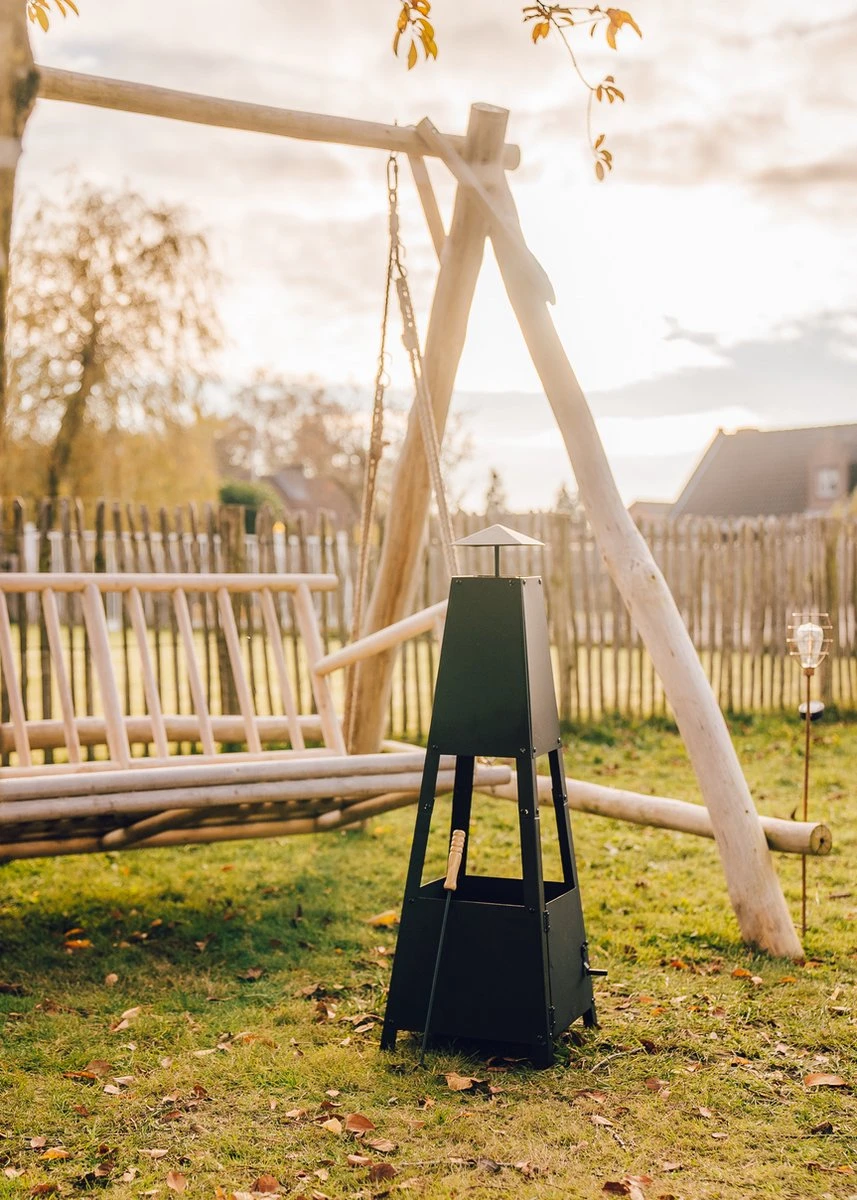 MaxxGarden Tuinhaard Grieks Archelos - Terrashaard - Vuurkorf - Terrasverwarmer - Terrasverwarming - Sfeerhaard - 35x35x100 Cm - Zwart - Afbeelding 8