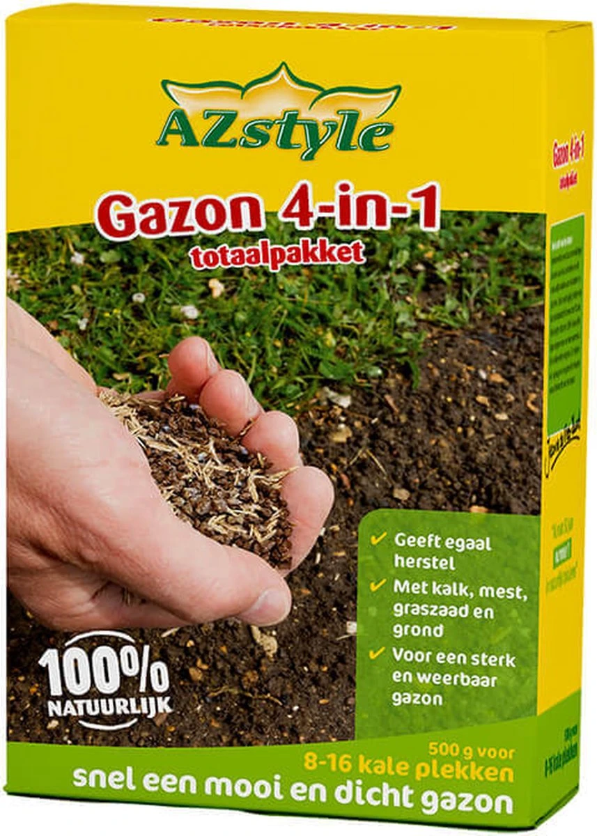 ECOstyle Gazon 4-in-1 Totaalpakket Met Kalk, Mest, Graszaad & Grond In Een Doos - Geeft Kale Plekken In Gras Egaal Herstel - 5- 10 Kale Plekken - 1 KG - Afbeelding 9