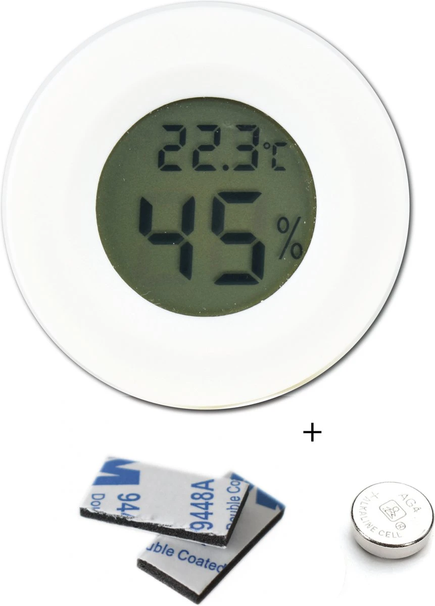 Tool Meister TM2 - Thermometer & Hygrometer - Luchtvochtigheidsmeter Voor Binnen/Koelkast - Wit - Incl Batterijen