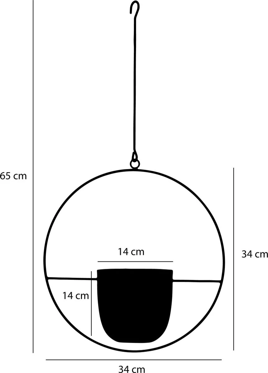 Mica Decorations Dexter Bloempot Hangend - L34 X B14 X H65 Cm - Zwart - Afbeelding 4