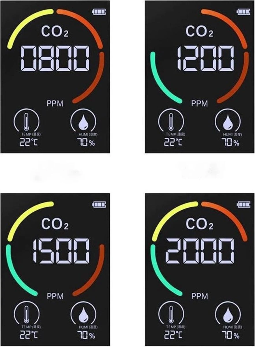 AirStats Thermometer | 5-in-1 Thermometer | CO2 Meter | Voor Binnen En Buiten | Multifunctioneel | Zwart - Afbeelding 3