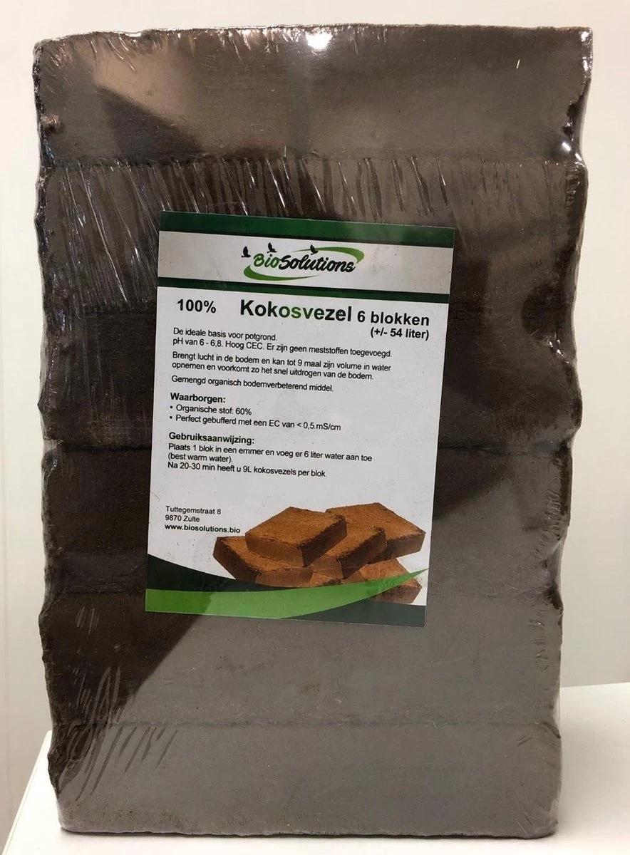 Kokosblokken - Geperste Kokosvezels - 6 Blokken Van 650 Gram Droog Geperst