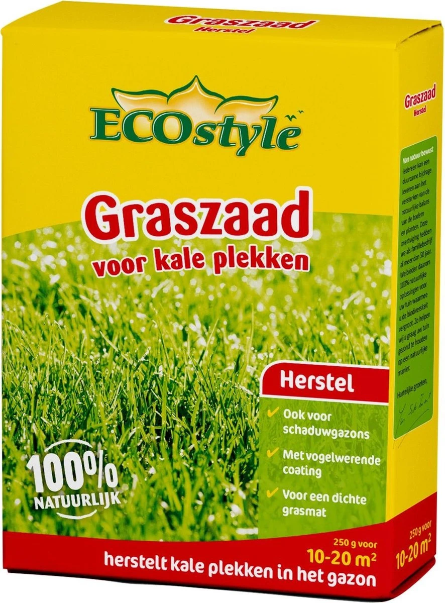 ECOstyle Graszaad Herstel Snelkiemend Gazon Gras – Herstelt Kale Plekken – Vogelwerende Coating – Geschikt Voor Zon- En Schaduw Gazons - Snelle Kieming – 10 – 15M² – 250 GR - Afbeelding 6