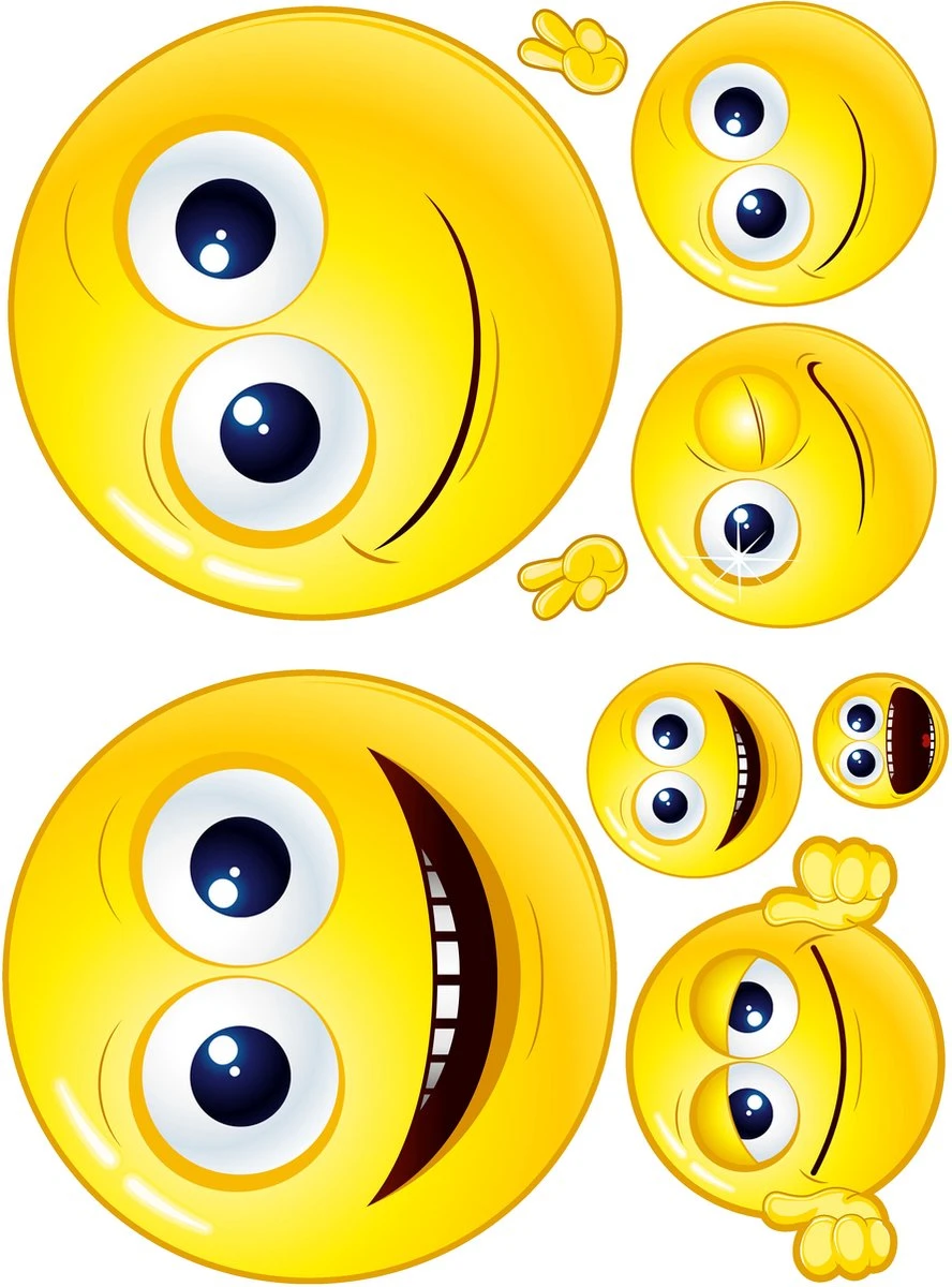 Stickervel Smiley, Fraaie En Grappige Smiley's Voor Op Je Kliko Container, Smiley, Coverart Kliko En Container Stickers. Smiley Vel. - Afbeelding 2