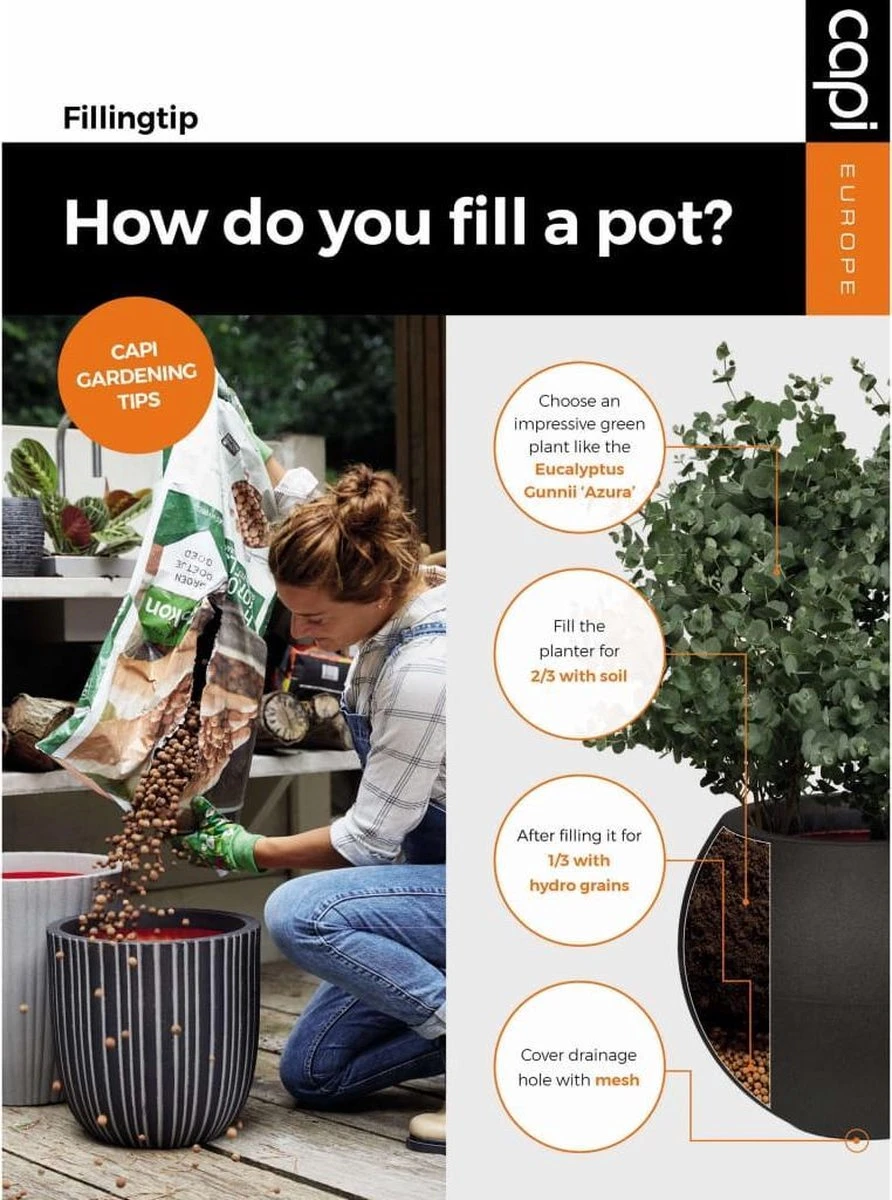 Capi Europe - Bloempot Bol Rib NL - 43x41 - Antraciet - Voor Binnen En Buiten - KOFZ933 - Afbeelding 11